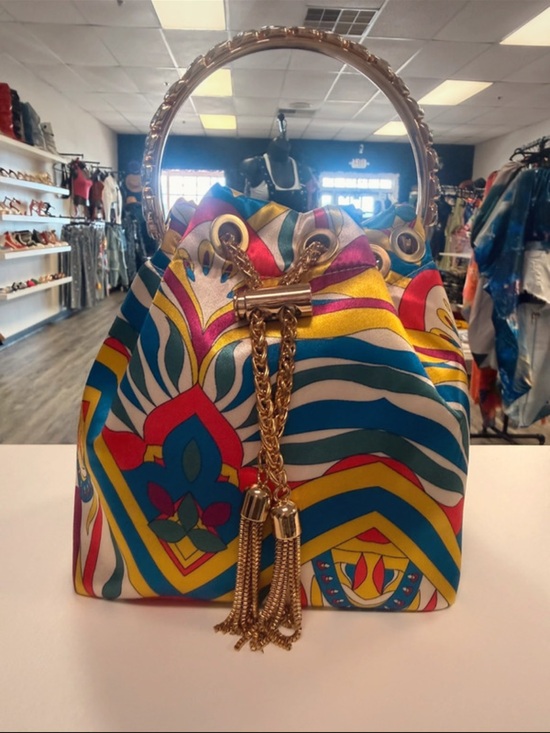 Handbags - 🎉🎉🎉Colorful Patterned Drawstring Bucket Bag with Gold Chain Handle and Chain